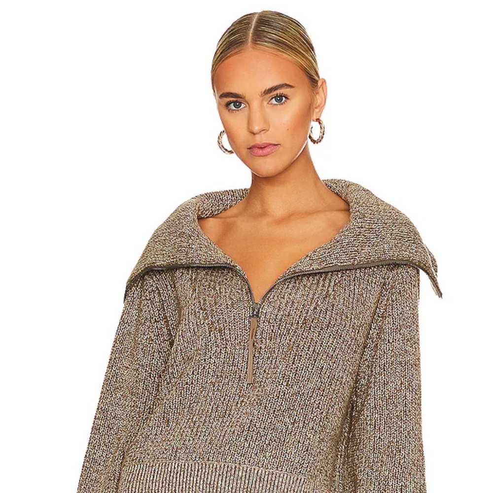 Varney Mentone Half-Zip Sweater - brown /olive